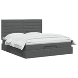 Ottoman Bed with Mattress Dark Grey 152 x 203 cm Fabric