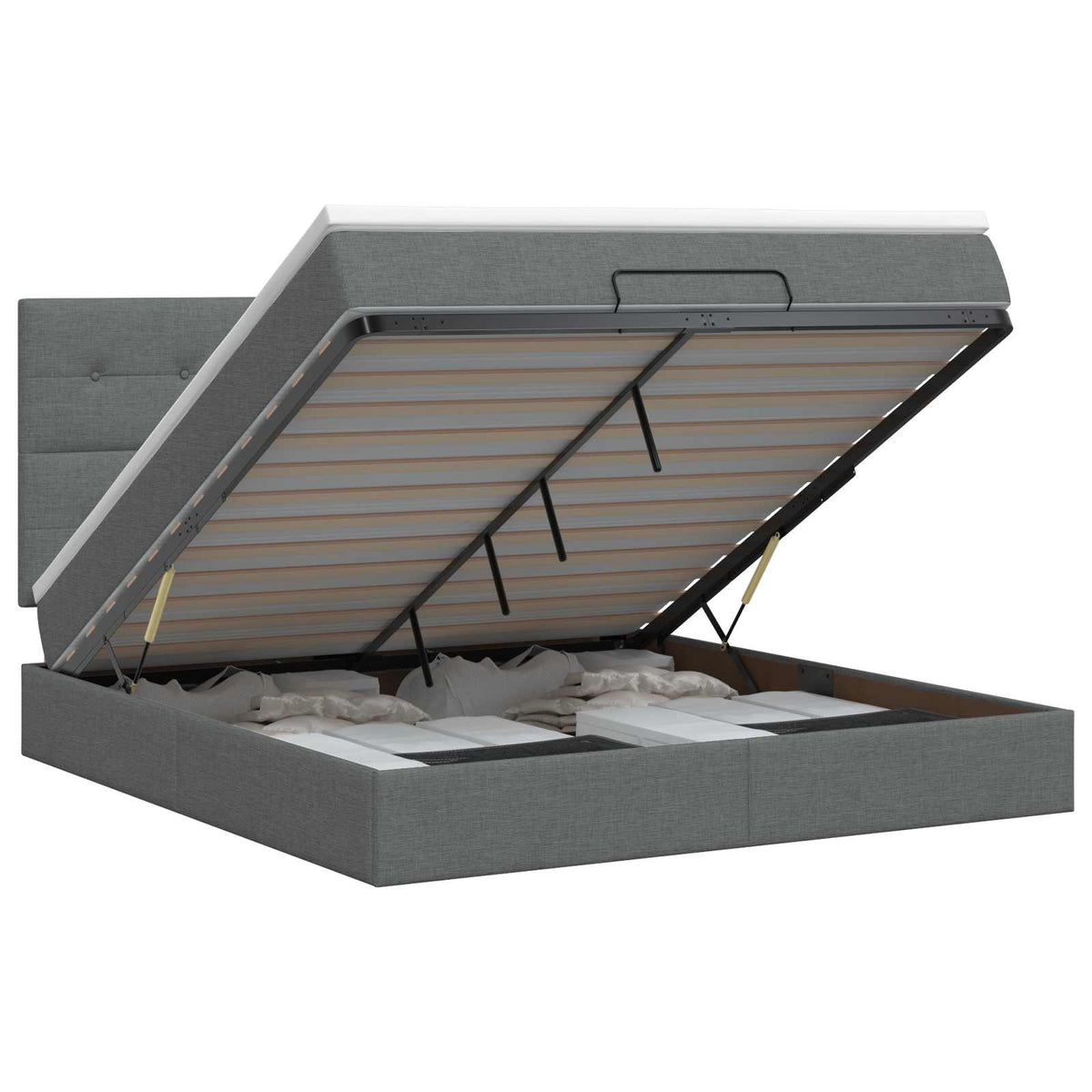 Ottoman Bed with Mattress Dark Grey 137 x 190 cm Fabric