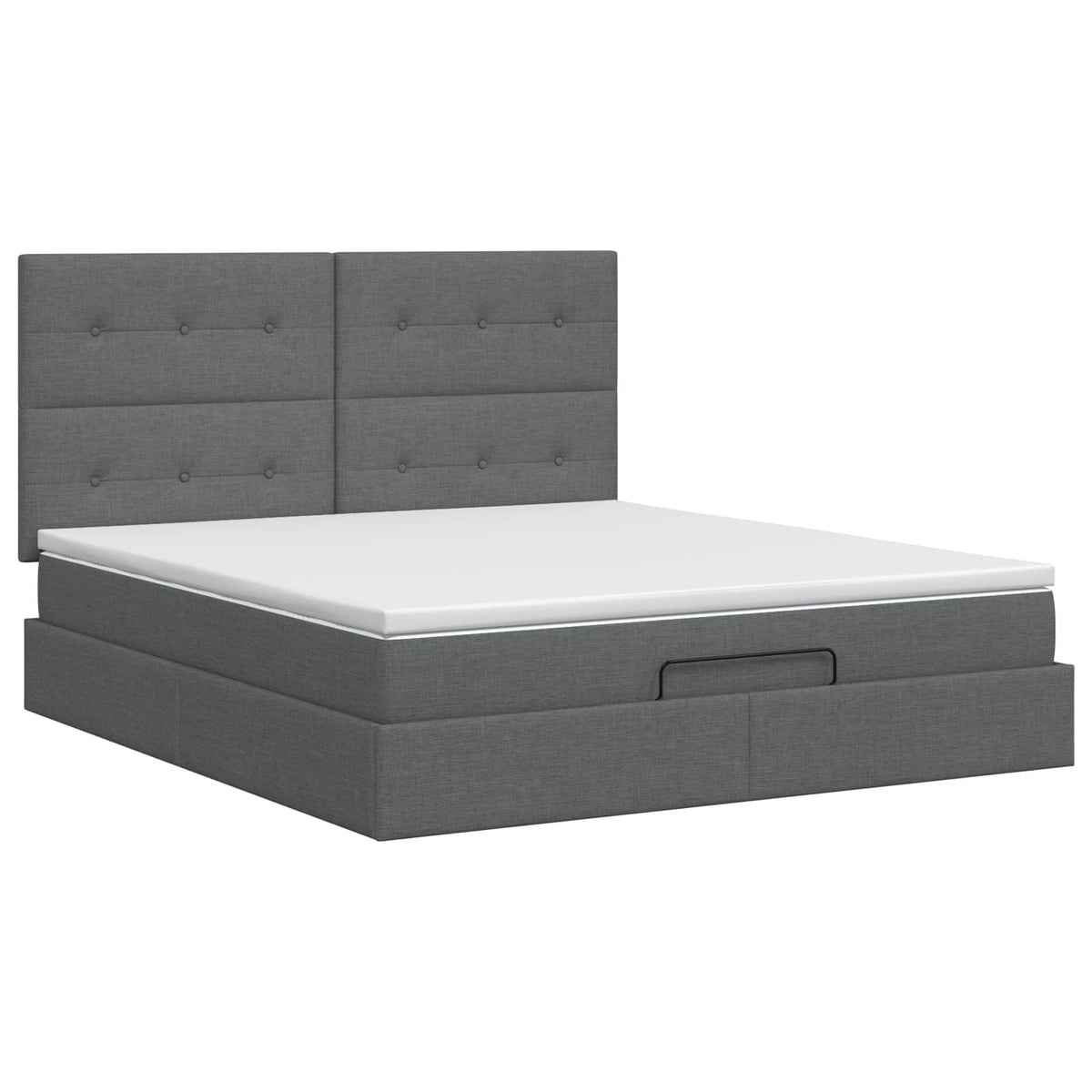 Ottoman Bed with Mattress Dark Grey 137 x 190 cm Fabric