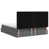 Ottoman Bed with Mattress Dark Grey 137 x 190 cm Fabric - Extra Image