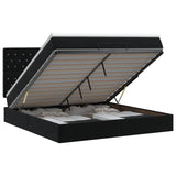 Ottoman Bed with Mattress Black 152 x 203 cm Velvet