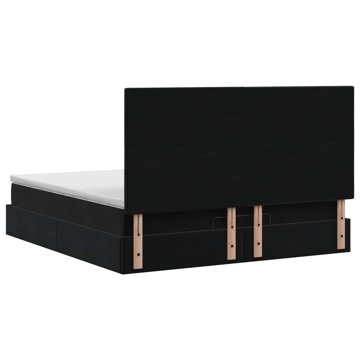 Ottoman Bed with Mattress Black 152 x 203 cm Velvet