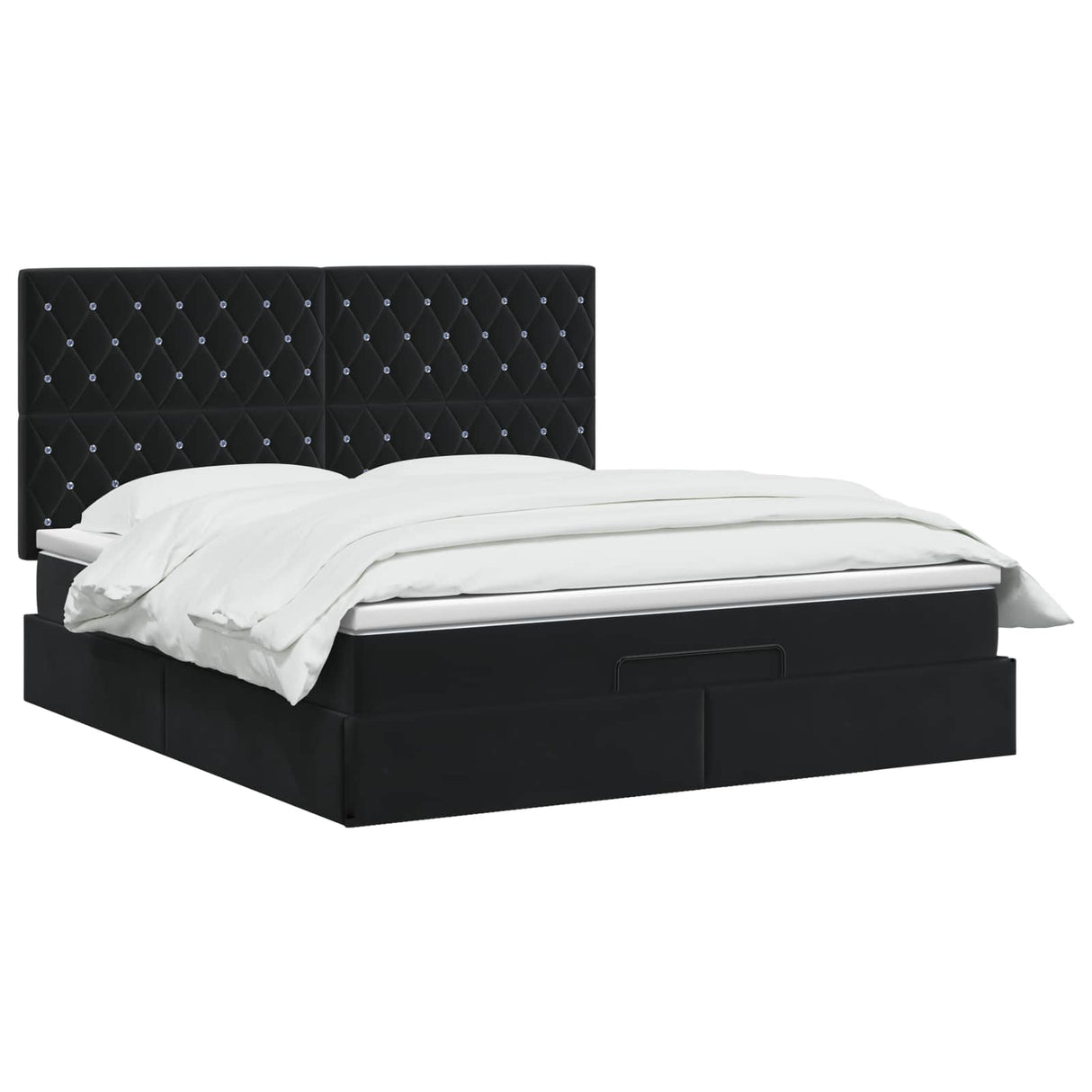 Ottoman Bed with Mattress Black 152 x 203 cm Velvet