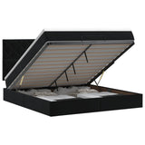 Ottoman Bed with Mattress Black 137 x 190 cm Velvet