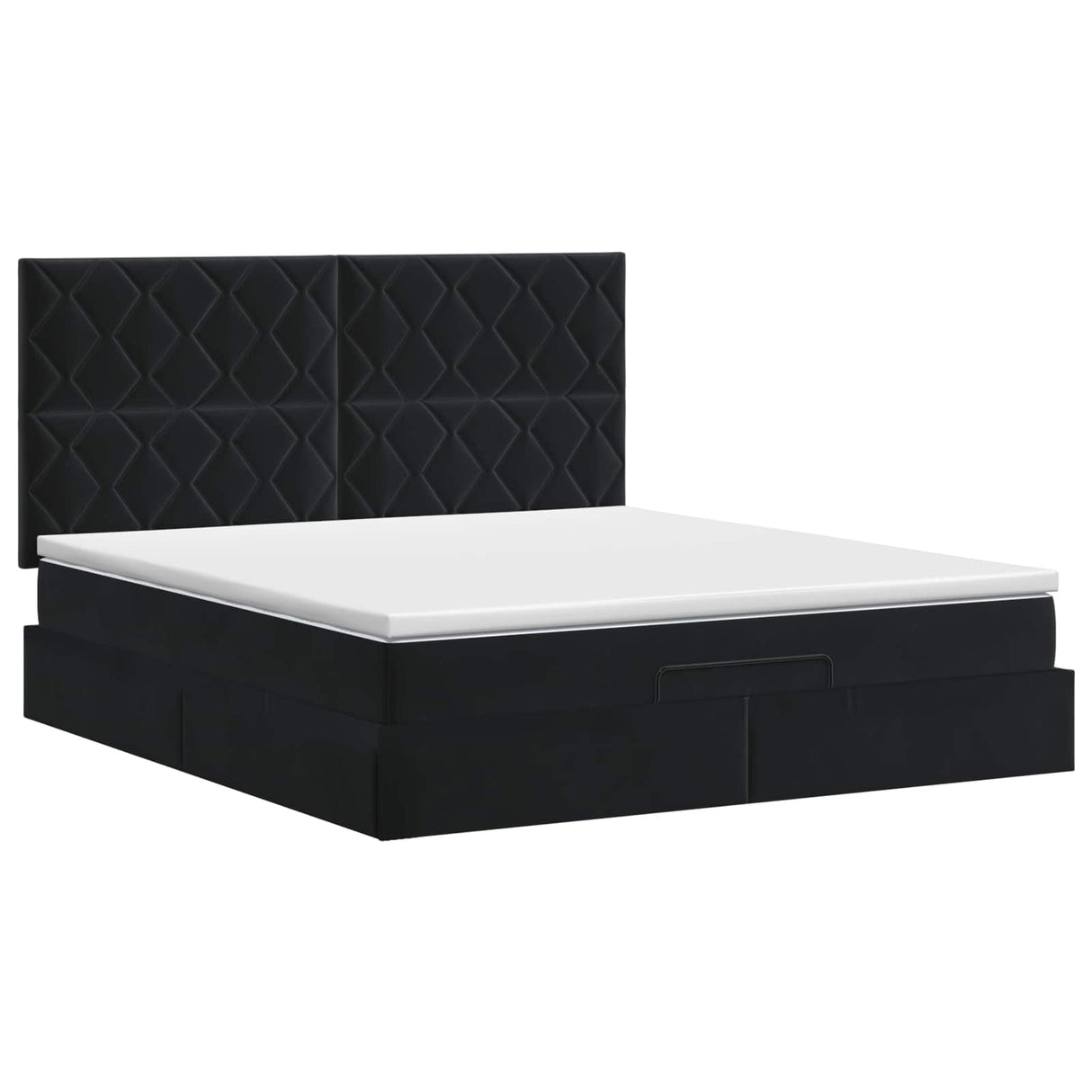 Ottoman Bed with Mattress Black 137 x 190 cm Velvet