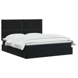 Ottoman Bed with Mattress Black 137 x 190 cm Velvet