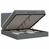 Ottoman Bed with Mattress and LED Dark Grey Double Fabric