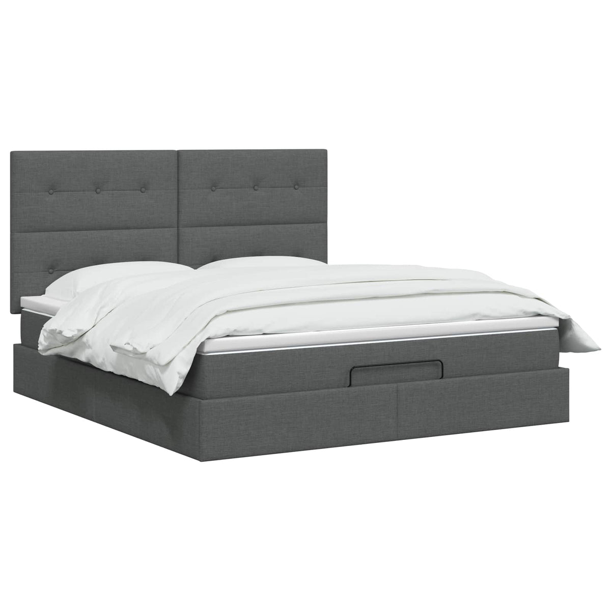 Ottoman Bed with Mattress and LED Dark Grey Double Fabric