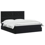 Ottoman Bed with Mattress and LED Black Double Velvet