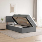 LED Storage Bed with Mattress Dark Grey 100 x 200 cm Fabric