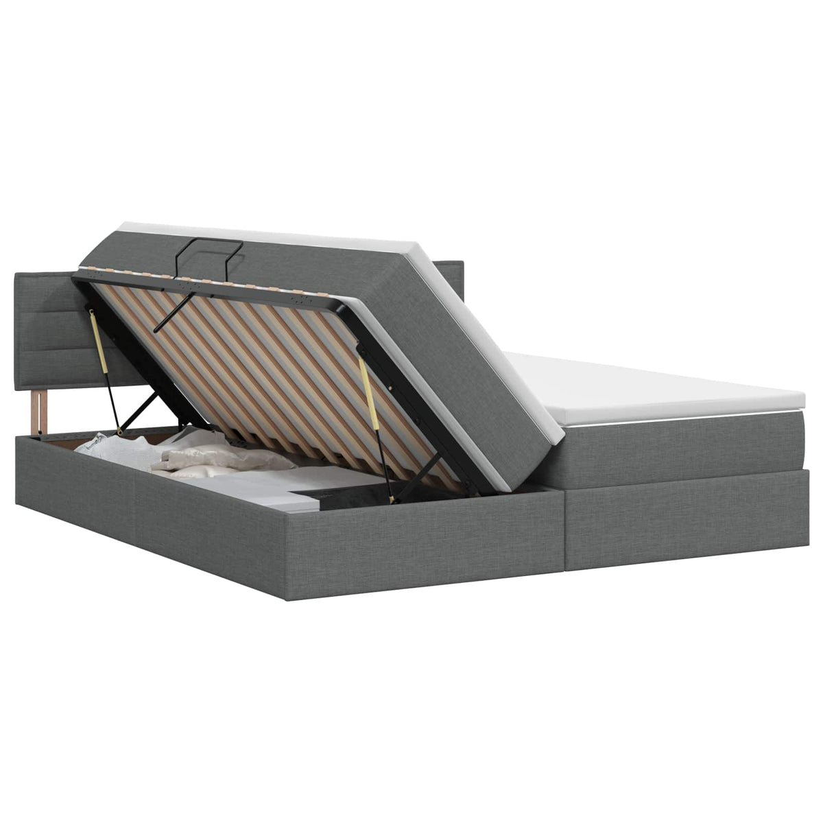 Storage Bed with Headboard 153 x 203 cm Fabric