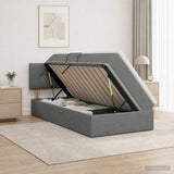LED Storage Bed with Mattress Dark Grey 100 x 200 cm Fabric - Top-Down View