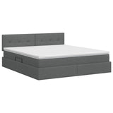 Storage Bed with Headboard 153 x 203 cm Fabric