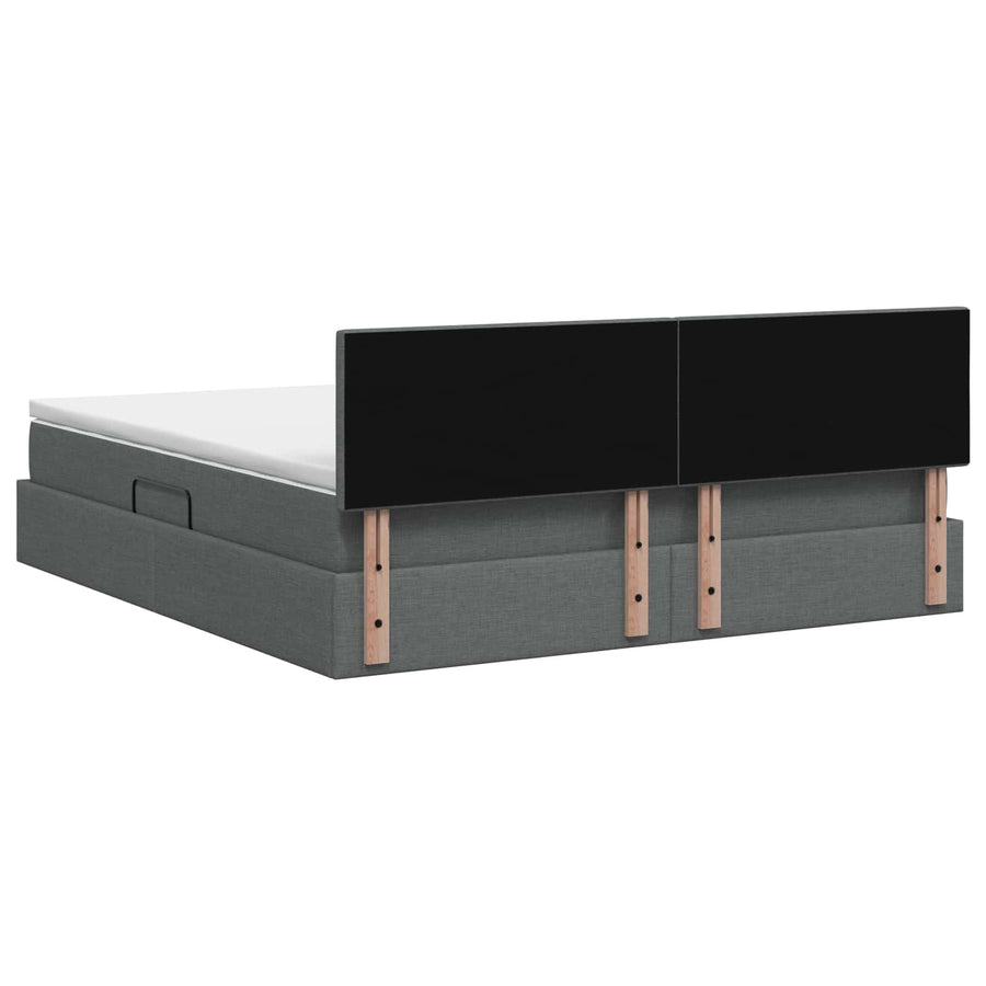 Storage Bed with Headboard 153 x 203 cm Fabric