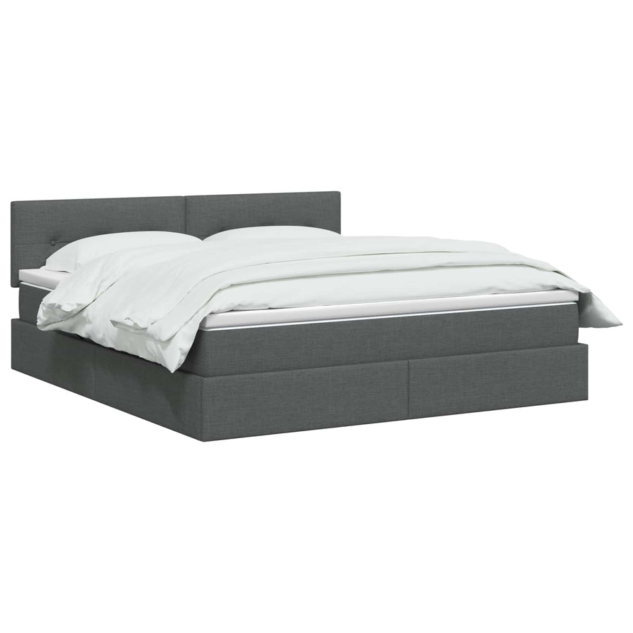 Storage Bed with Headboard 153 x 203 cm Fabric