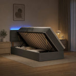 LED Storage Bed with Mattress Dark Grey 100 x 200 cm Fabric