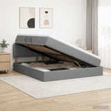 LED Storage Bed with Mattress Dark Grey 160 x 200 cm Fabric - Top-Down View