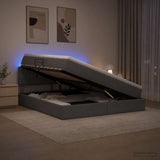 LED Storage Bed with Mattress Dark Grey 160 x 200 cm Fabric