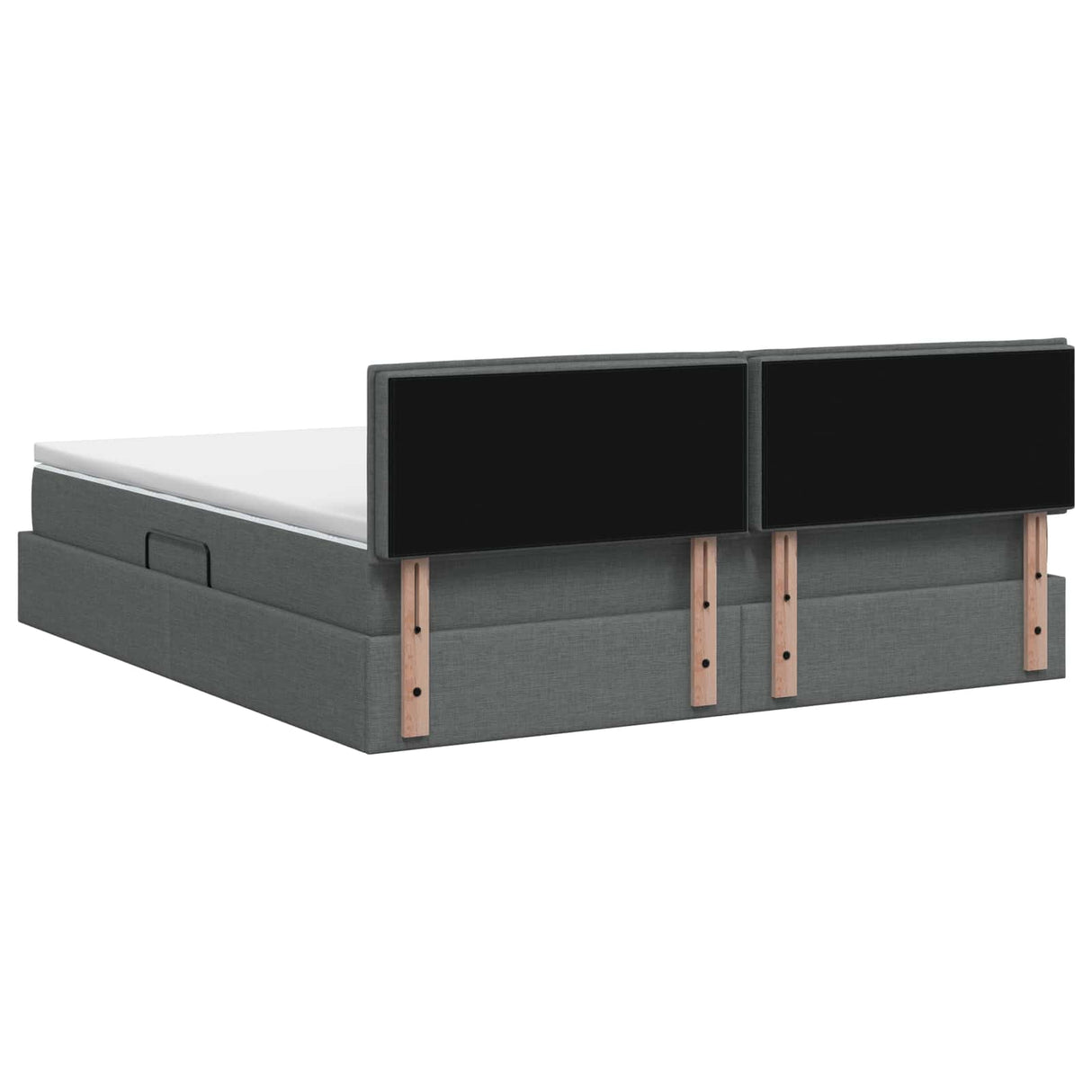 LED Storage Bed with Mattress Dark Grey 140 x 190 cm Fabric