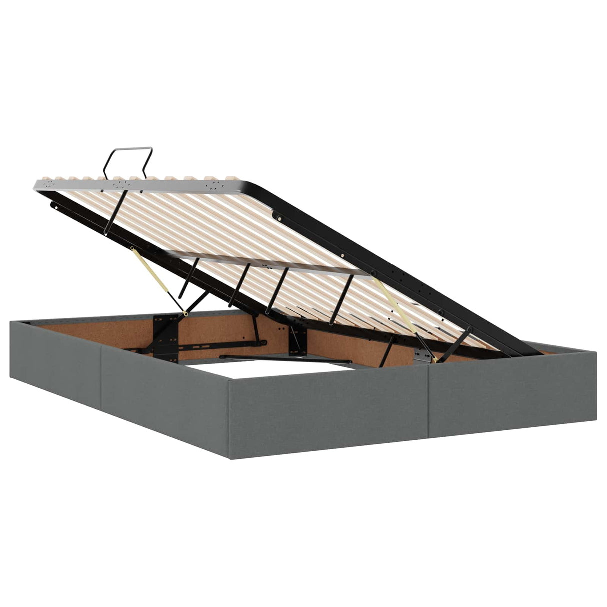LED Storage Bed with Mattress Dark Grey 160 x 200 cm Fabric
