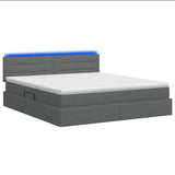 LED Storage Bed with Mattress Dark Grey 160 x 200 cm Fabric
