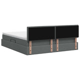 LED Storage Bed with Mattress Dark Grey 160 x 200 cm Fabric