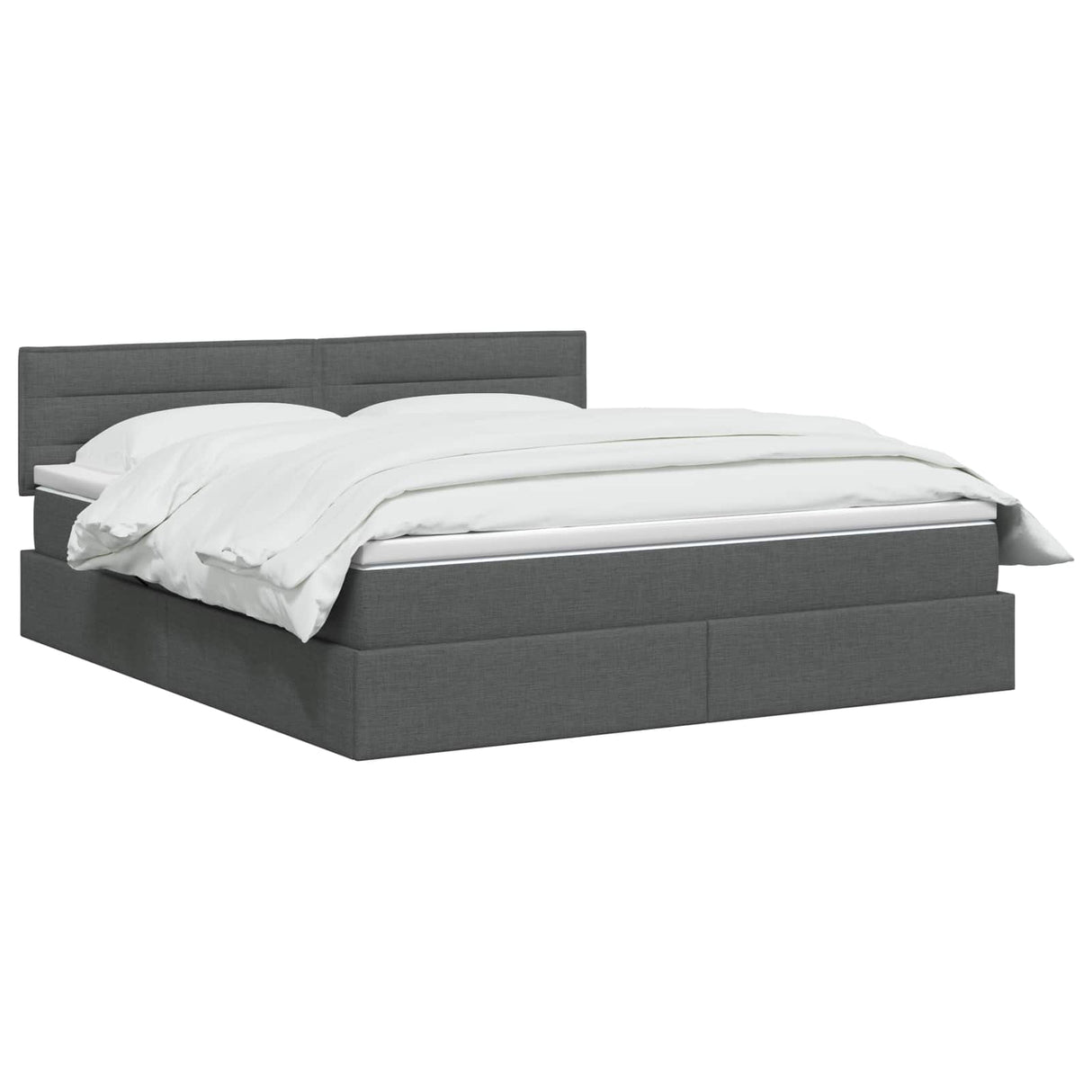LED Storage Bed with Mattress Dark Grey 160 x 200 cm Fabric