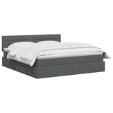 LED Storage Bed with Mattress Dark Grey 160 x 200 cm Fabric