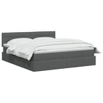 LED Storage Bed with Mattress Dark Grey 160 x 200 cm Fabric