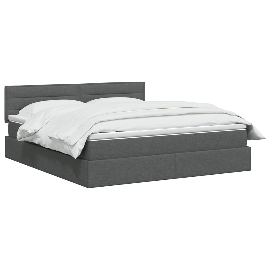 LED Storage Bed with Mattress Dark Grey 160 x 200 cm Fabric