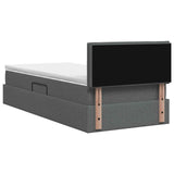 LED Storage Bed with Mattress Dark Grey 100 x 200 cm Fabric - Low Angle