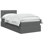 LED Storage Bed with Mattress Dark Grey 100 x 200 cm Fabric