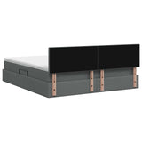 LED Storage Bed with Mattress Dark Grey 160 x 200 cm Fabric