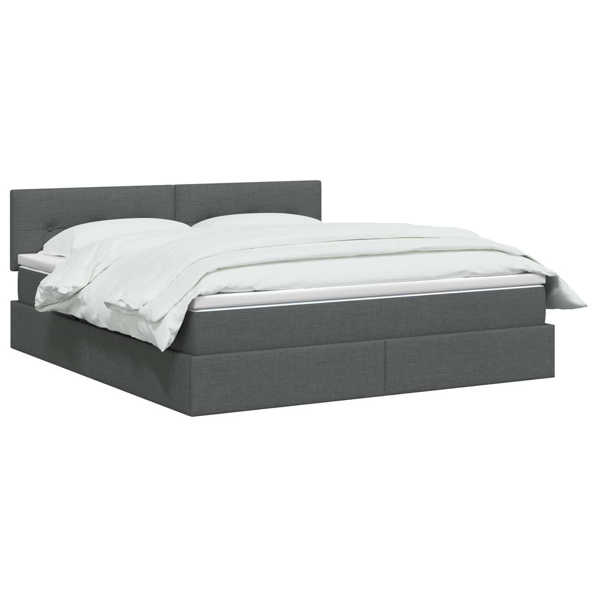 LED Storage Bed with Mattress Dark Grey 160 x 200 cm Fabric