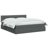 LED Storage Bed with Mattress Dark Grey 160 x 200 cm Fabric - Side View