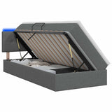 LED Storage Bed with Mattress Dark Grey 100 x 200 cm Fabric