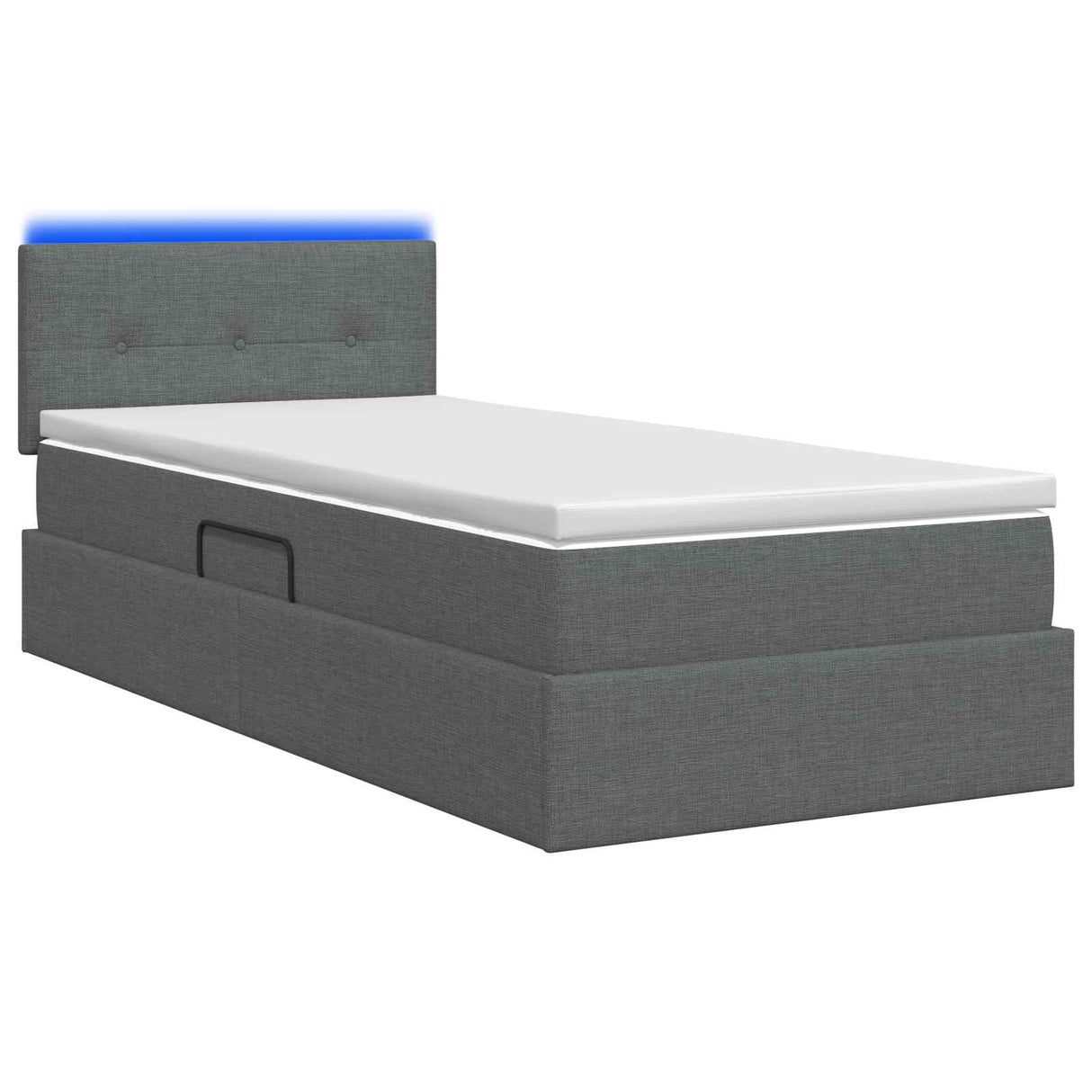 LED Storage Bed with Mattress Dark Grey 100 x 200 cm Fabric