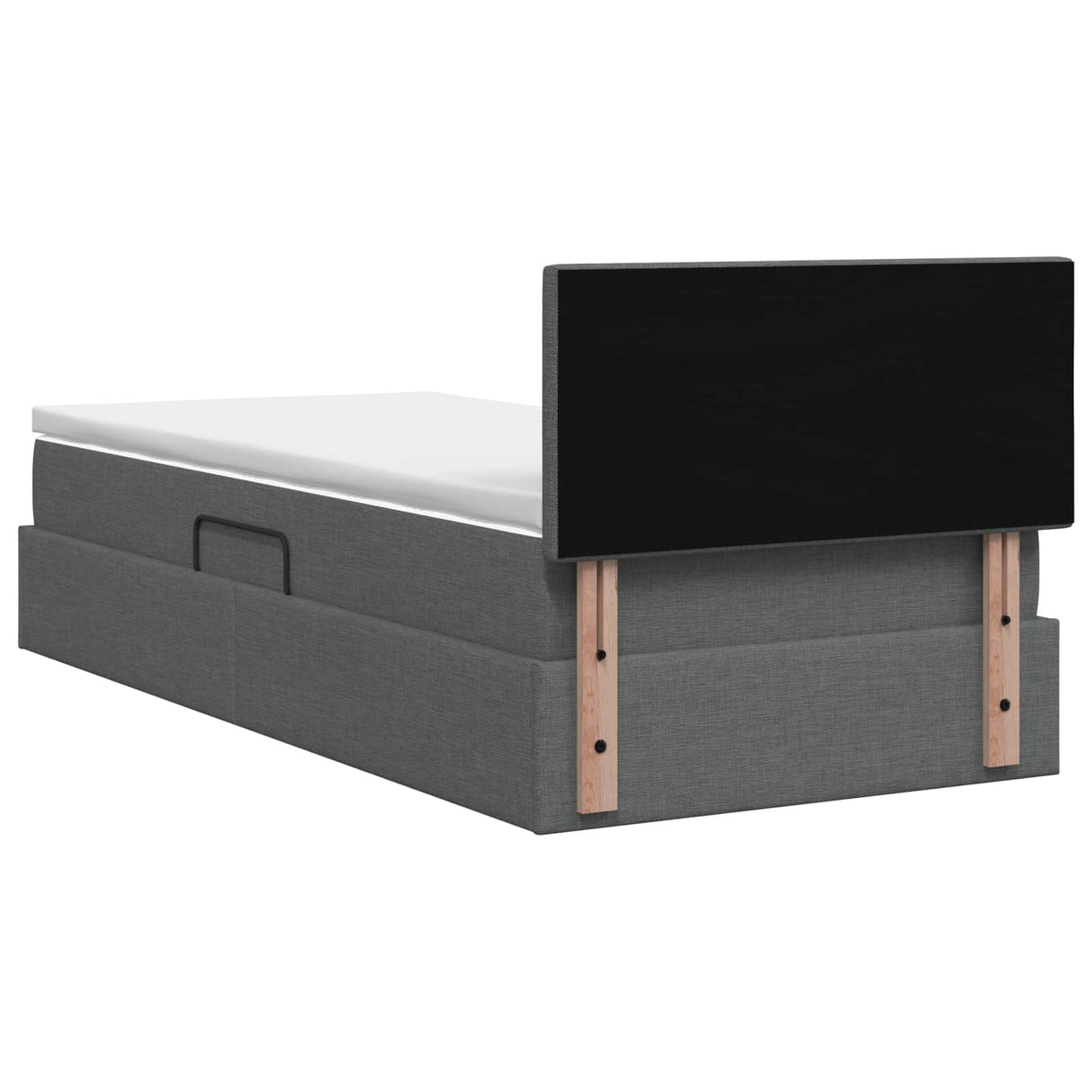 LED Storage Bed with Mattress Dark Grey 100 x 200 cm Fabric