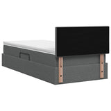 LED Storage Bed with Mattress Dark Grey 100 x 200 cm Fabric - Extra Image