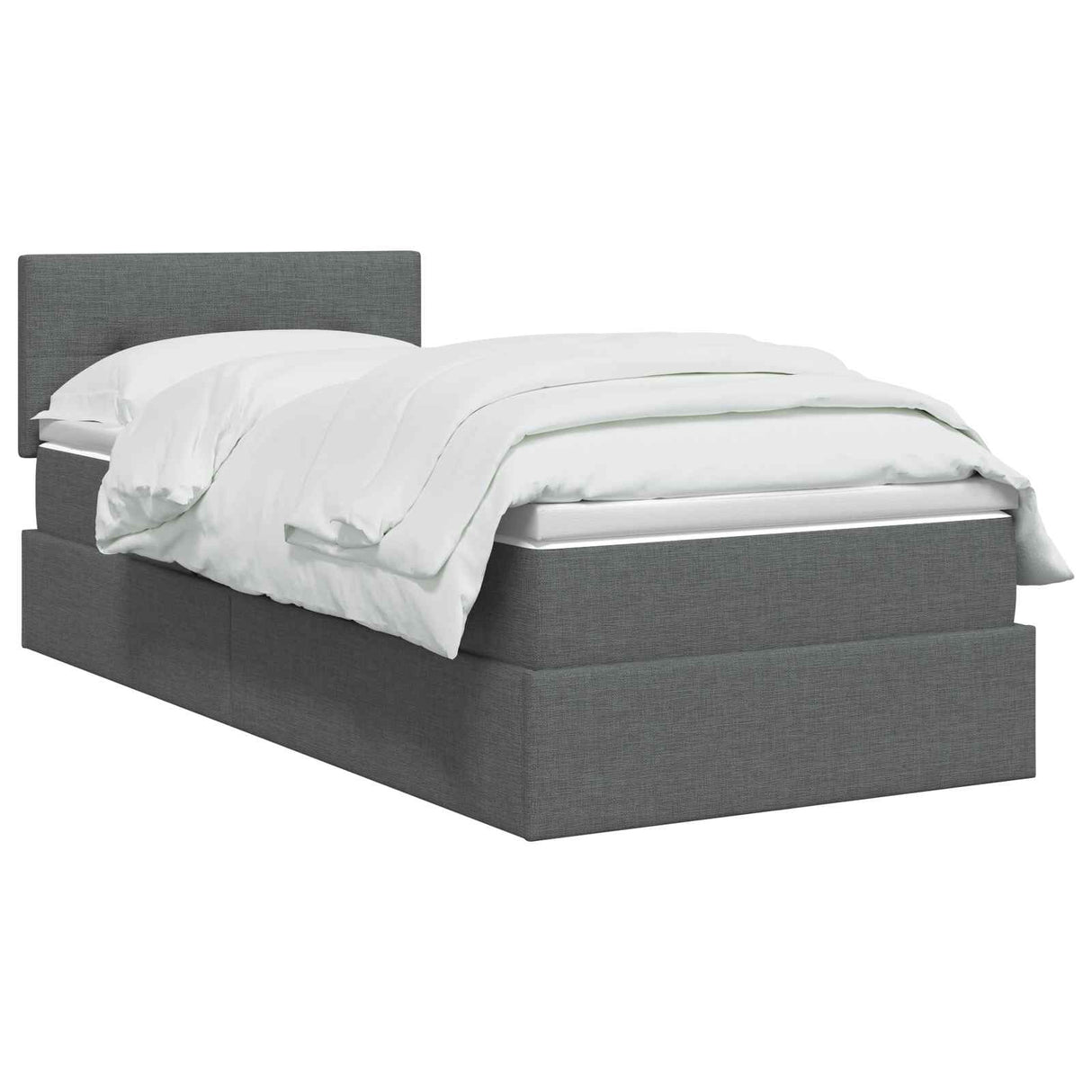 LED Storage Bed with Mattress Dark Grey 100 x 200 cm Fabric