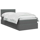 LED Storage Bed with Mattress Dark Grey 100 x 200 cm Fabric - Side View