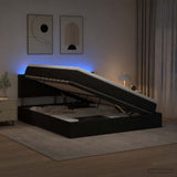 Ottoman Bed with Mattress and LED Black Double Velvet