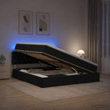 Ottoman Bed with Mattress and LED Black Queen Velvet - Top-Down View