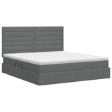 Storage Bed with Headboard with Storage Dark Grey Double Fabric - Close-Up Angle