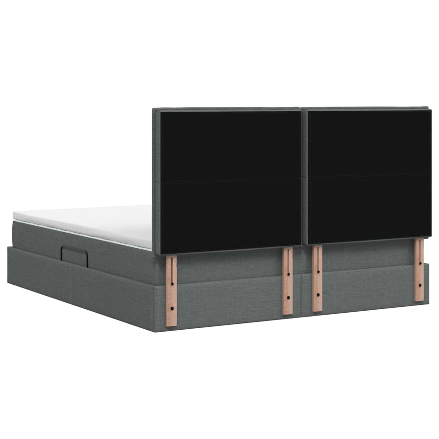 Storage Bed with Headboard with Storage Dark Grey Double Fabric