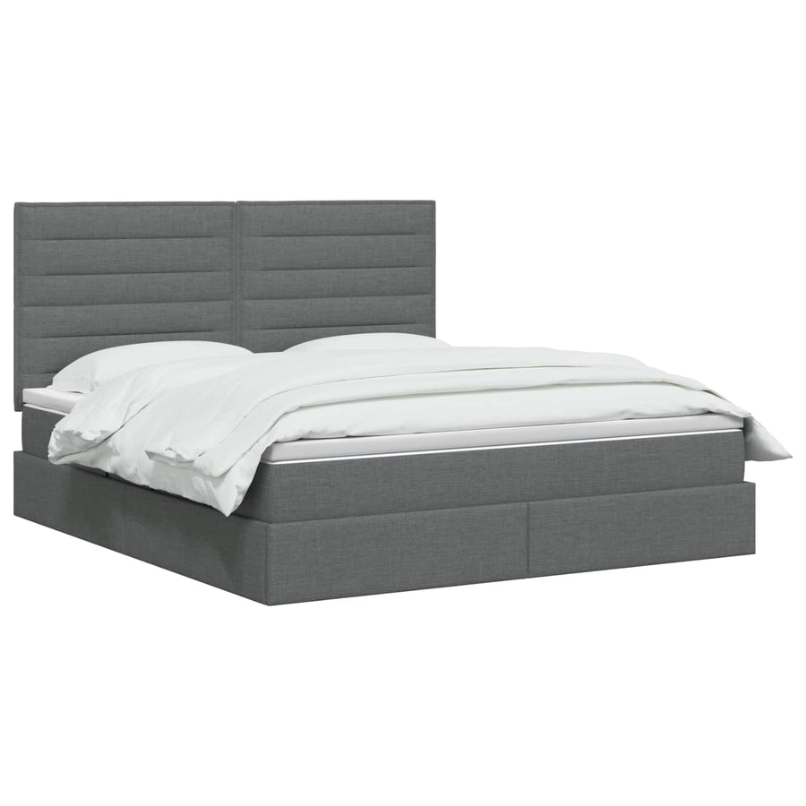 Storage Bed with Headboard with Storage Dark Grey Double Fabric
