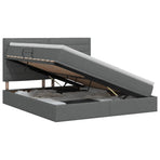 Storage Bed with Headboard with Storage Dark Grey Queen Fabric