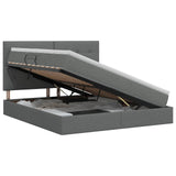 Storage Bed with Headboard with Storage Dark Grey Double Fabric - Front View