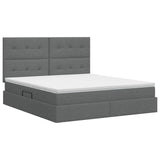 Storage Bed with Headboard with Storage Dark Grey Double Fabric