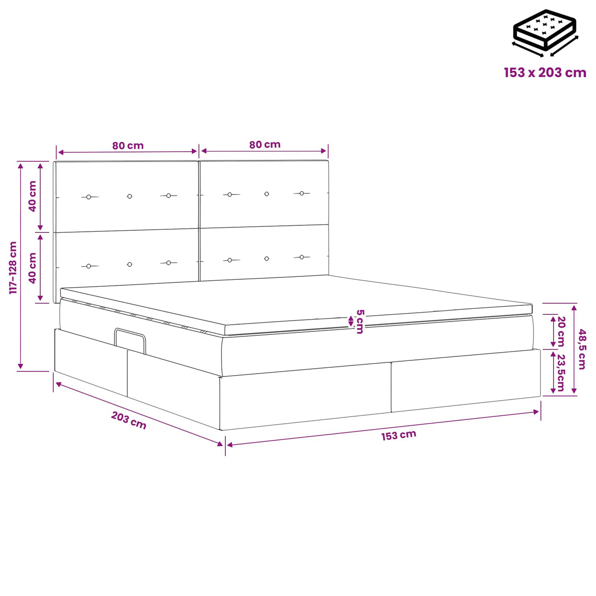 Storage Bed with Headboard with Storage Dark Grey Queen Fabric